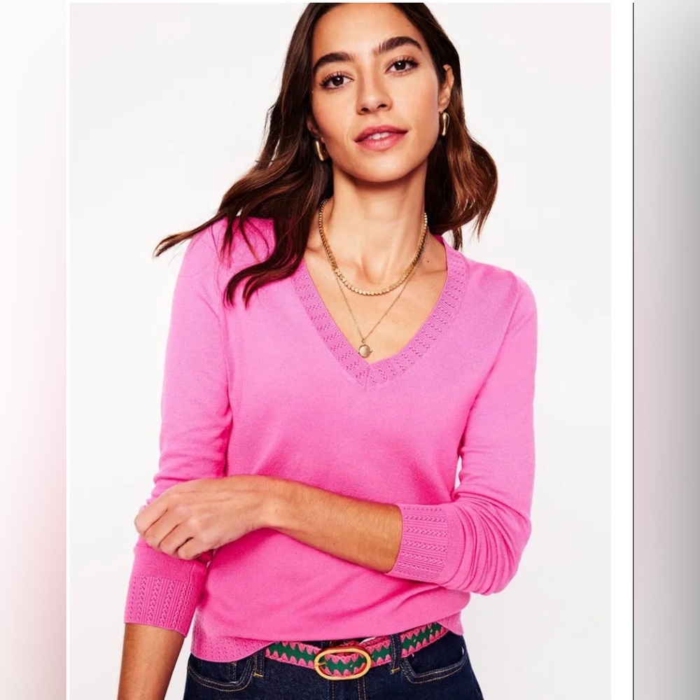 Boden Pink V-Neck Sweater